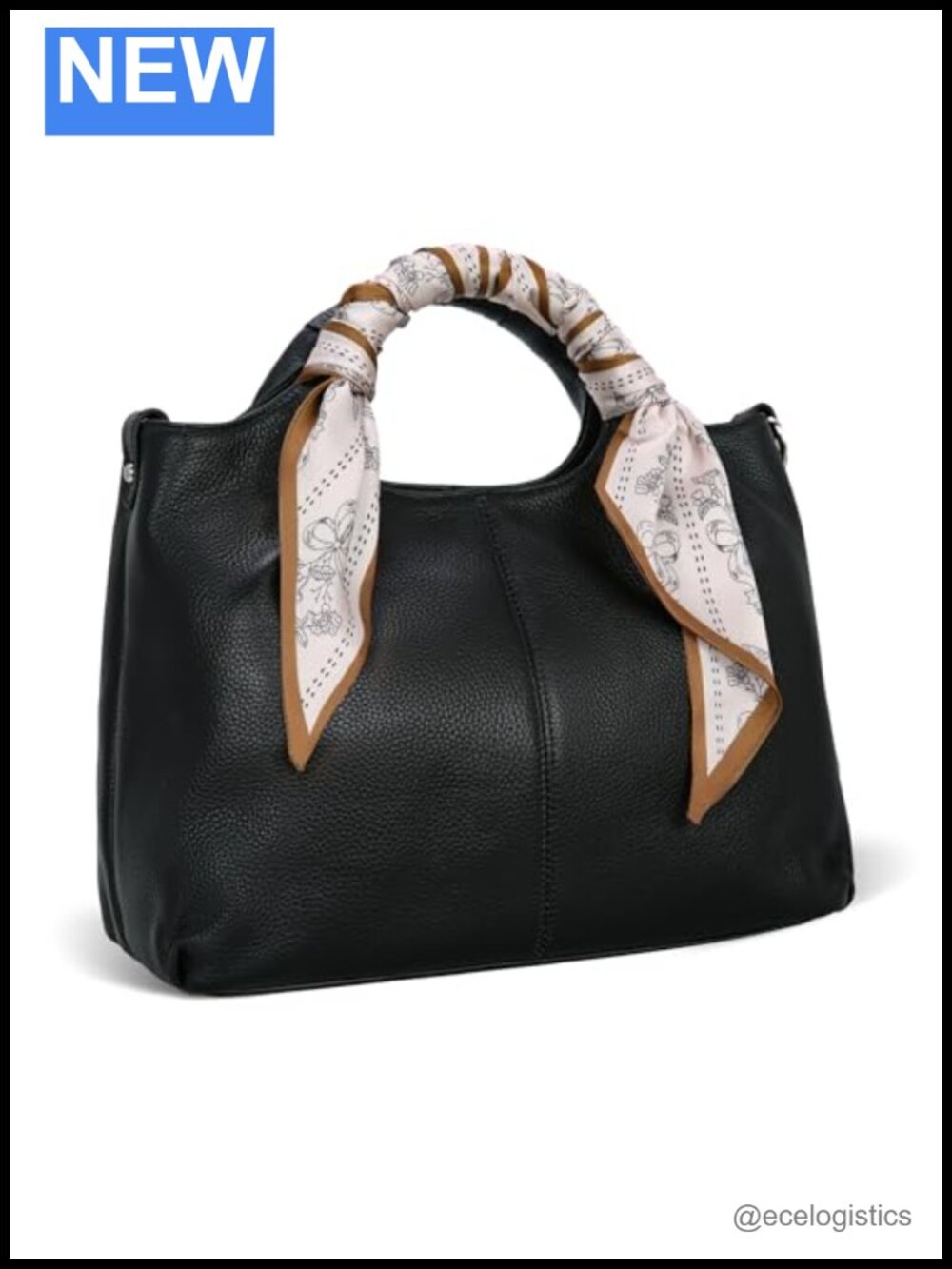 Genuine Leather Crossbody Satchel Purse for Women with Silk Scarf